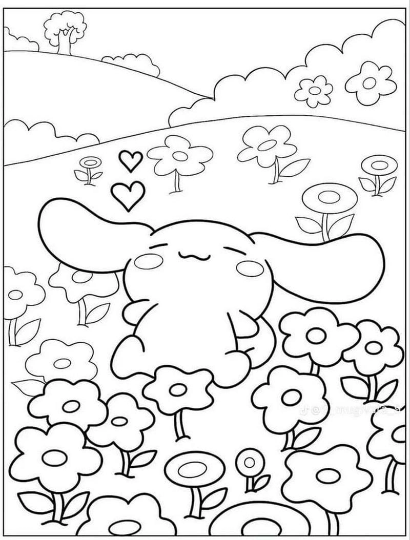 Cinnamoroll anime cute tô màu phong cách anime cho bé