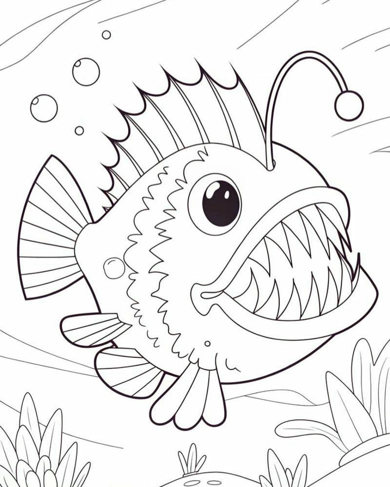 Bé thực hành dễ với hình vẽ tô màu con cá