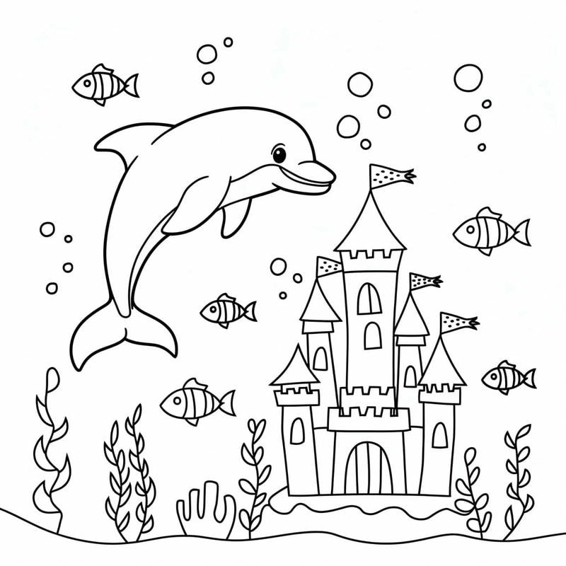 Tải ngay bộ con cá heo tô màu siêu đẹp cho bé