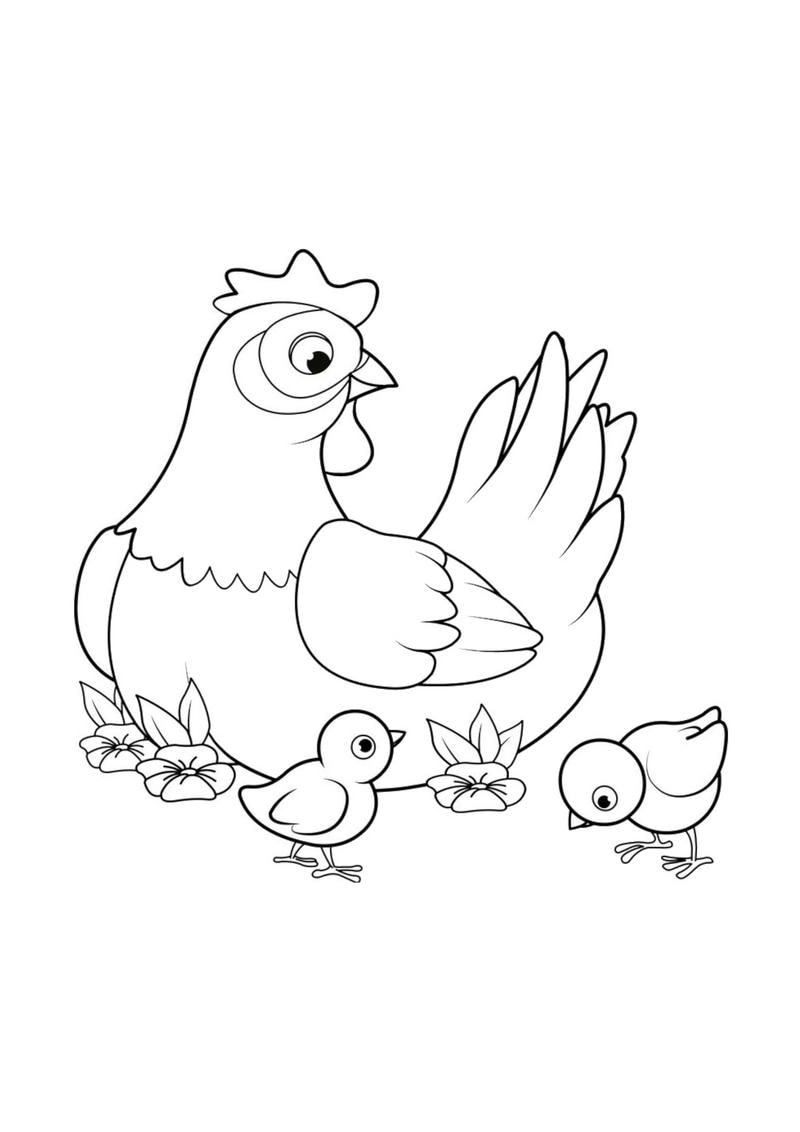 Sáng tạo cùng tranh con gà tô màu cho bé