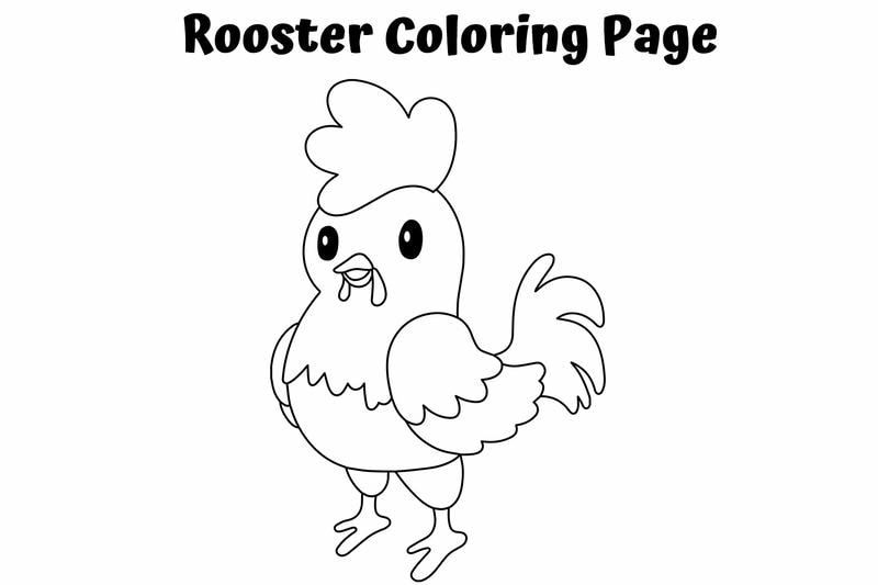 Vẽ vui với hình ảnh con gà trống tô màu