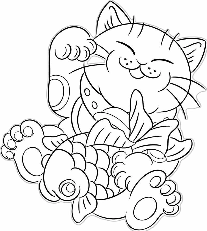 Sáng tạo với tô màu tượng mèo thần tài độc đáo