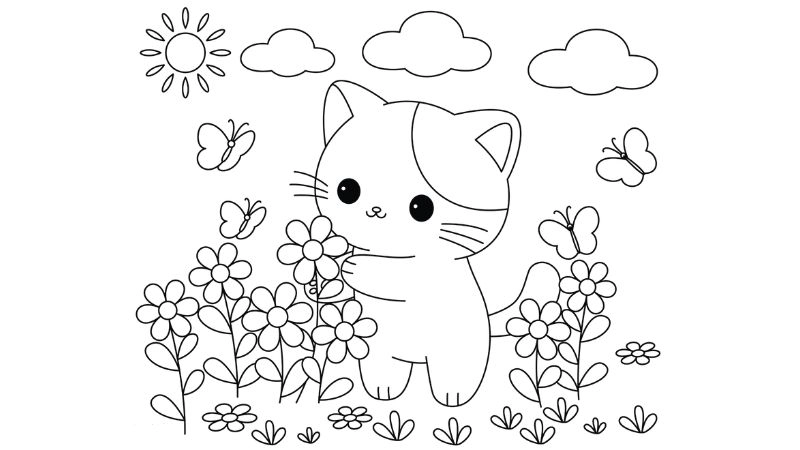 Sáng tạo với tô màu mèo con đáng yêu