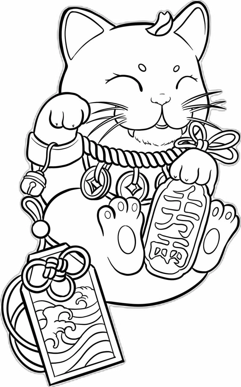 Vui vẻ tô màu mèo thần tài mang may mắn