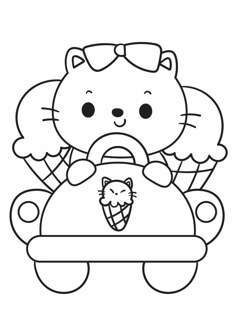 Thích mê hình mèo tô màu cho bé