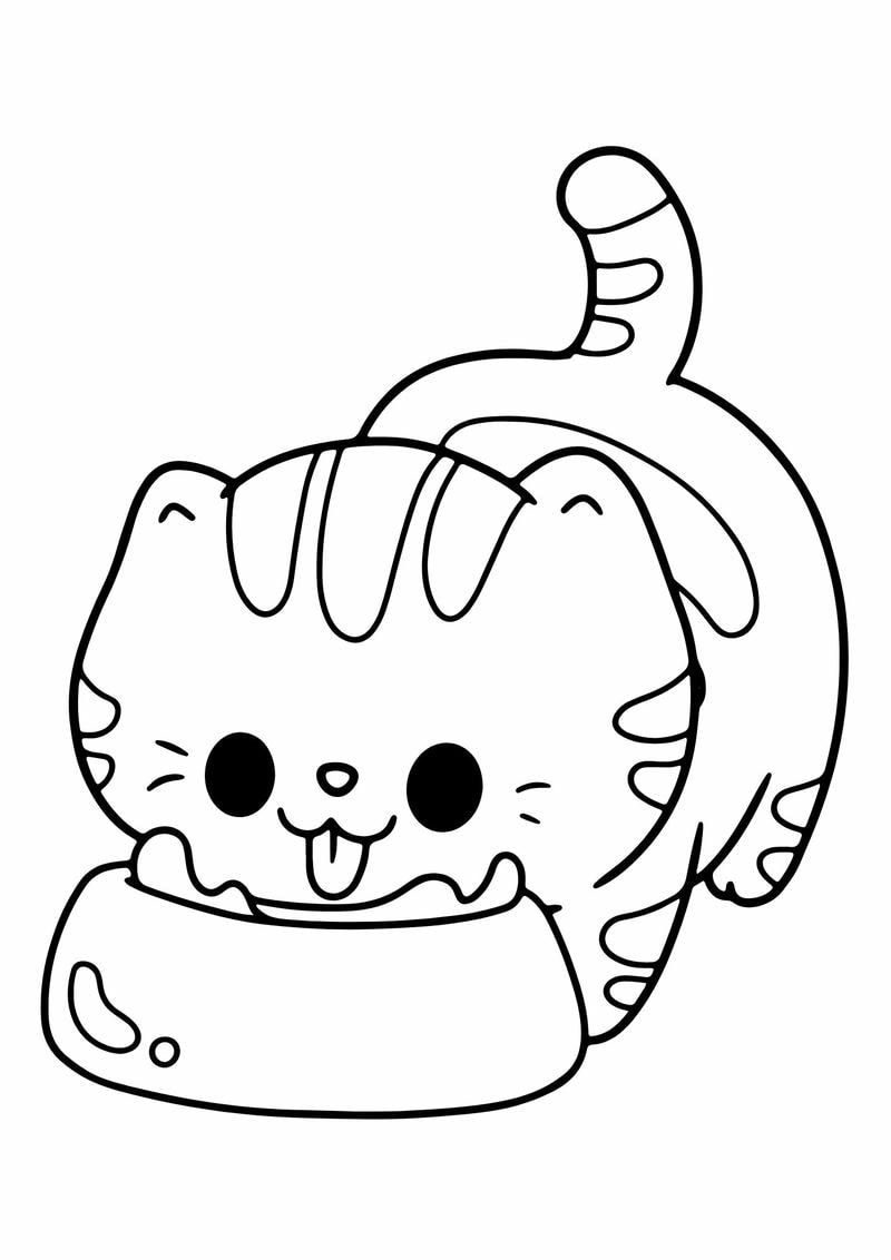 Yêu cute tranh tô màu con mèo dễ thương