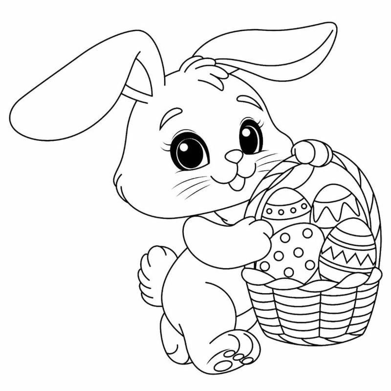 Tranh tranh tô màu con thỏ và củ cà rốt dễ thương cho bé