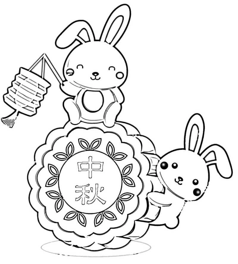 Tô màu tranh tô màu con thỏ trung thu sinh động
