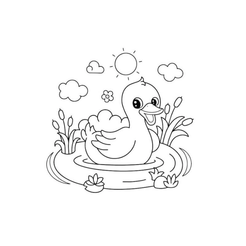 Bé vui học cùng tranh tô màu truyện chú vịt xám