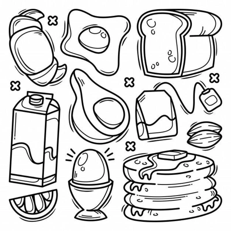 Bộ tranh tranh tô màu đồ ăn nhanh cute đáng yêu cho bé