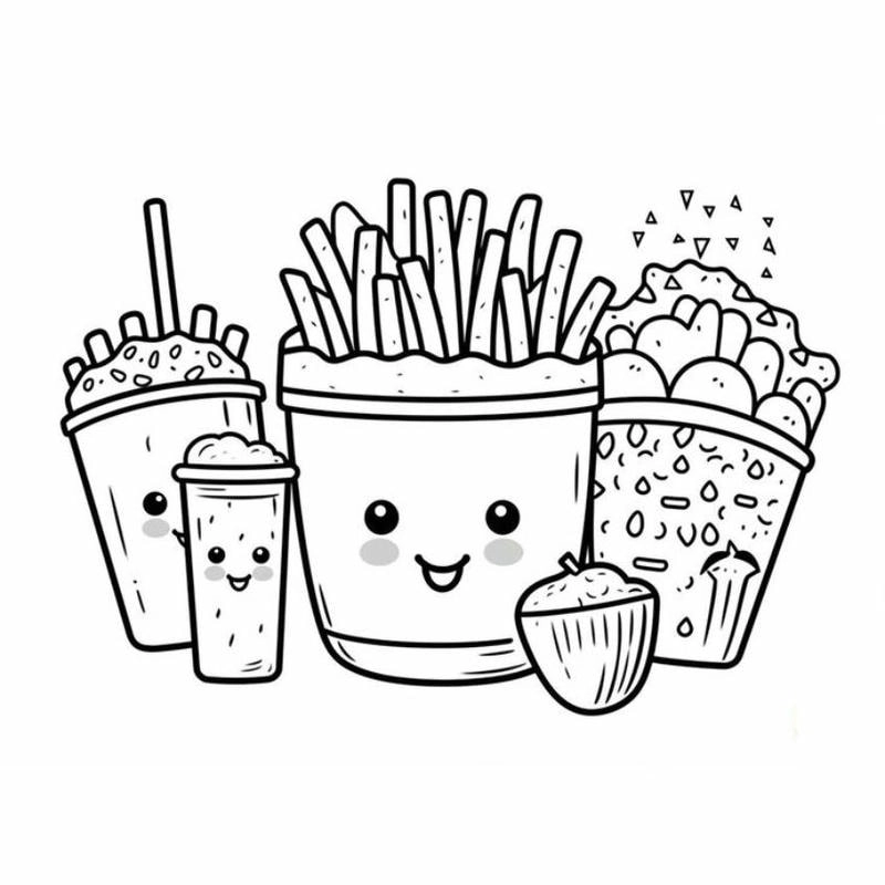 Sưu tầm tranh tô màu đồ ăn vặt cho bé yêu