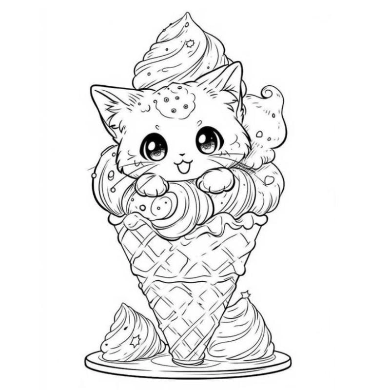 Tải mẫu đồ ăn tranh tô màu sticker cute đáng yêu