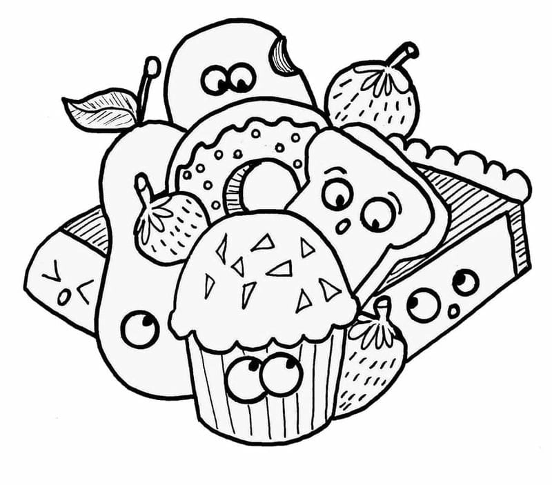 Tải tranh đơn giản với đồ ăn tô màu đẹp