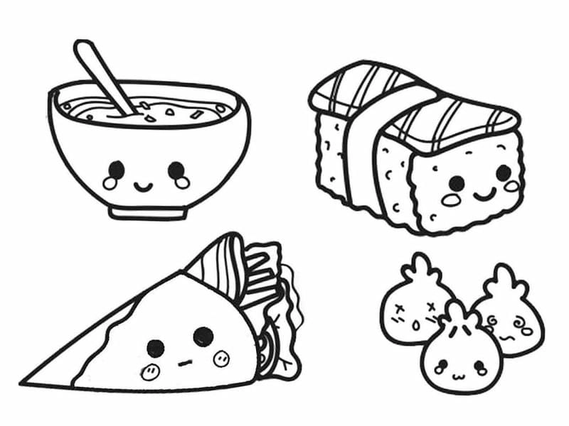 Bộ sưu tập tranh tô màu sticker đồ ăn cho bé yêu