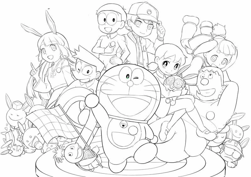 Tranh tô màu doremon và những người bạn vui nhộn
