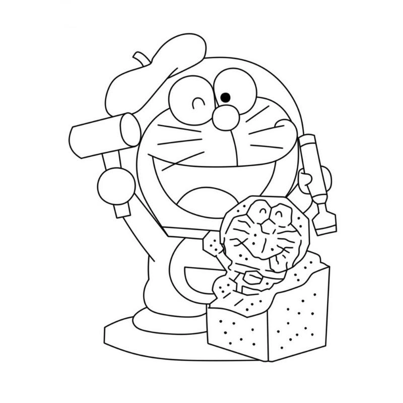 Hình tô màu doremon cute cho bé sáng tạo