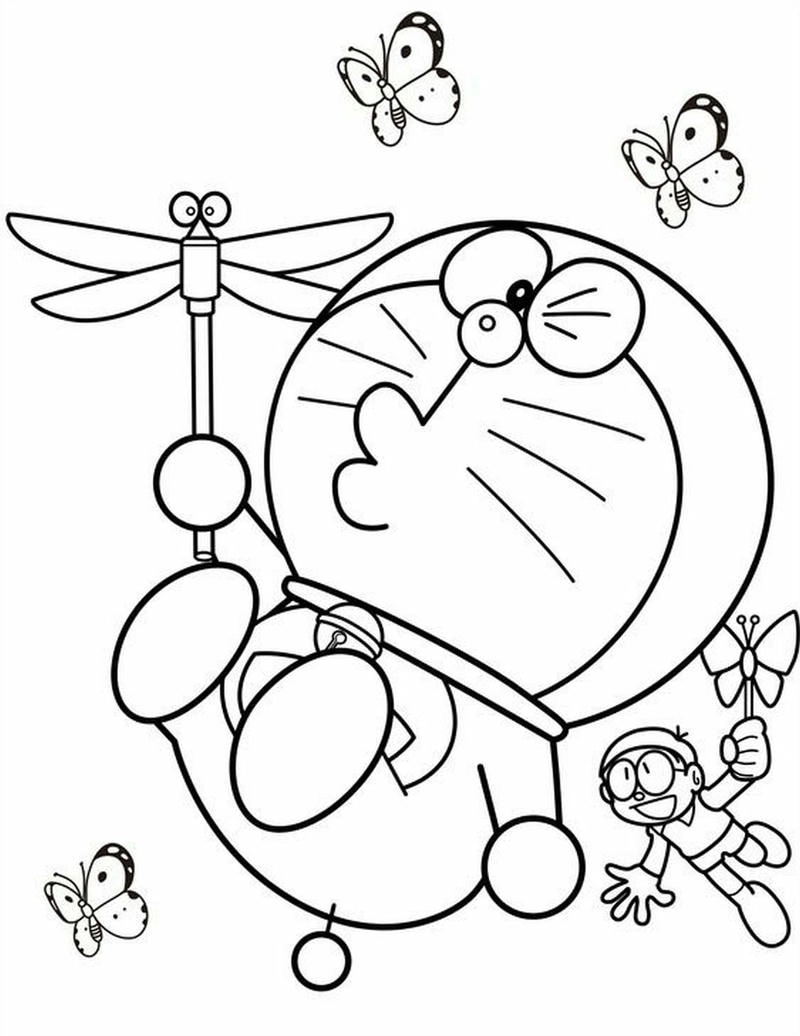 Tranh tô màu doremon chibi ngộ nghĩnh đáng yêu