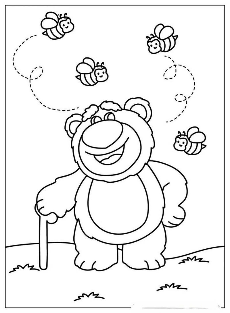 Tặng bé bộ tranh tô màu gấu dâu lotso cute dễ thương từng nét