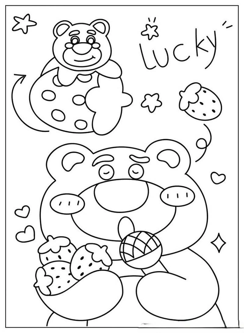 Tải ngay bộ hình tô màu gấu dâu đẹp miễn phí cho bé tô