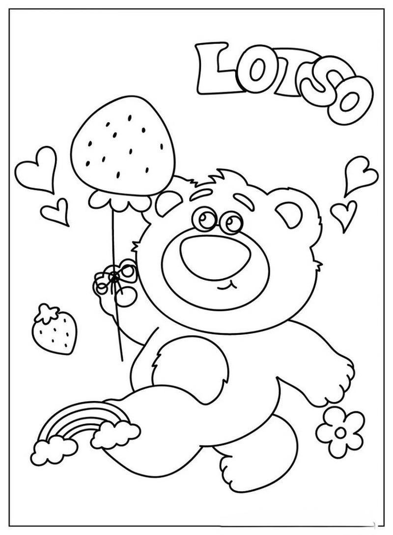 Bé có thể sáng tạo với hình gấu dâu tô màu theo phong cách riêng