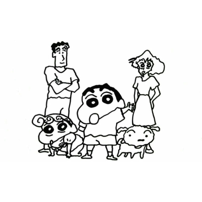 Bé thích tranh tô màu gia đình shin dễ thương