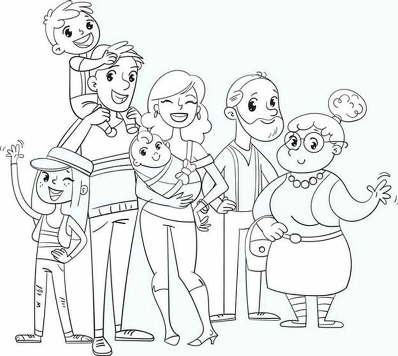 Tô tranh tô màu gia đình có ông bà đầy ý nghĩa