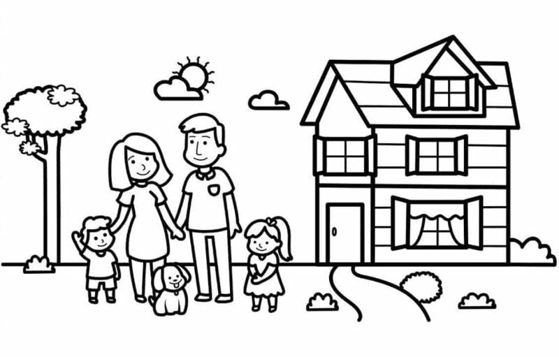 Bé vẽ tranh tô màu người thân trong gia đình
