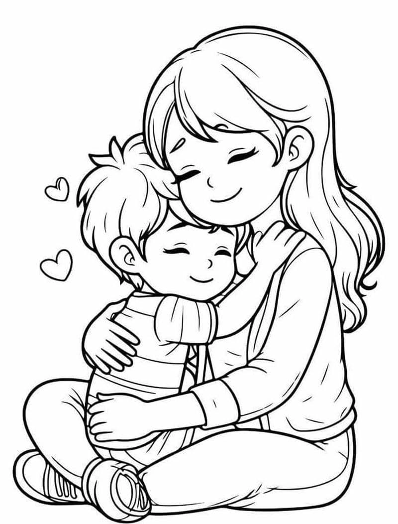 Bé thích tranh gia đình tô màu ấm áp