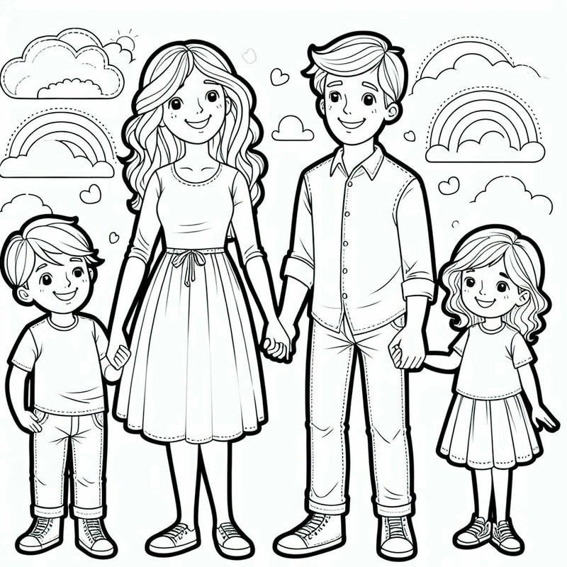 Sáng tạo tranh gia đình cho bé tô màu vui vẻ