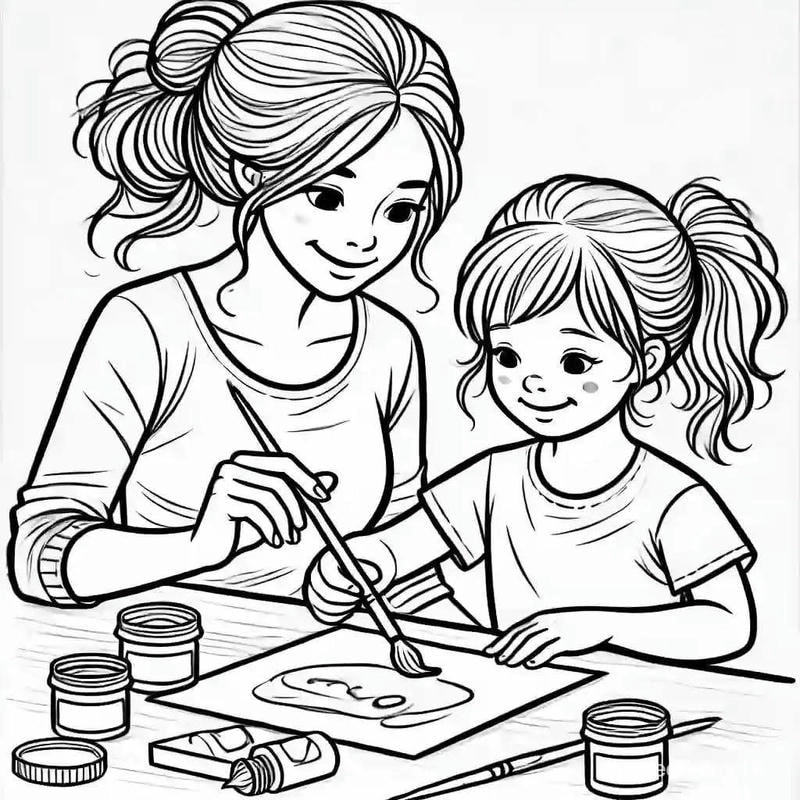 Tô tô màu tranh gia đình thật hạnh phúc