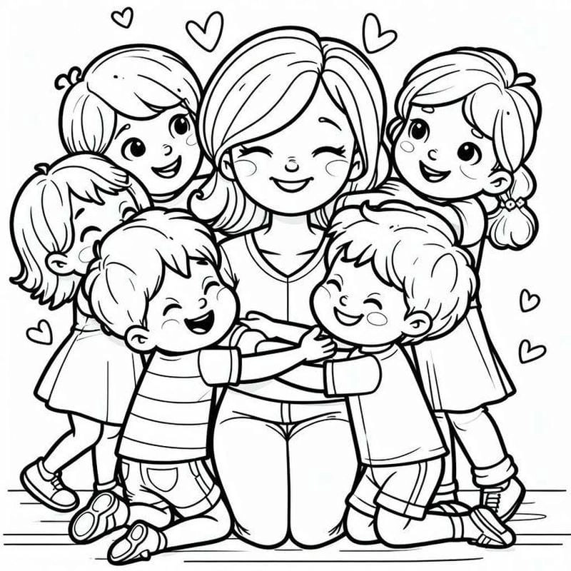Tô mầm non tranh tô màu gia đình dễ thương