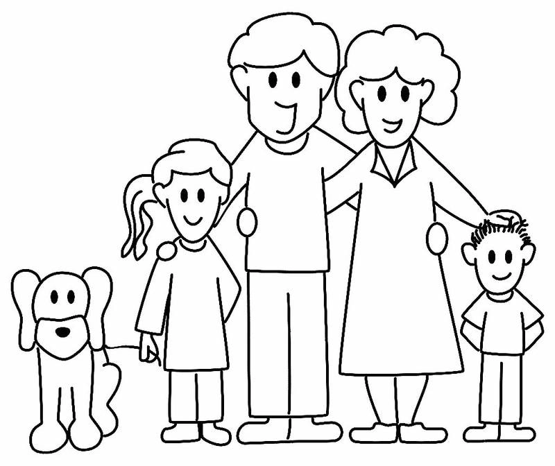 Bé yêu hình tô màu gia đình ấm áp