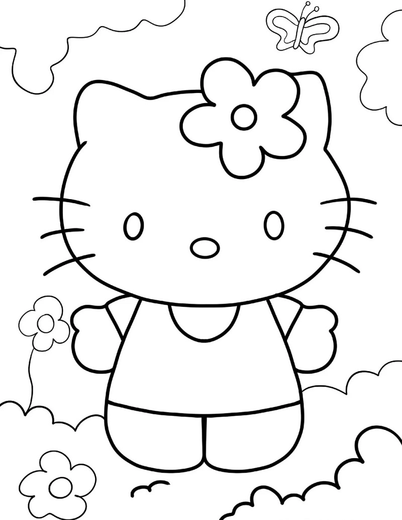 Cùng sáng tạo với mèo kitty tô màu hello kitty
