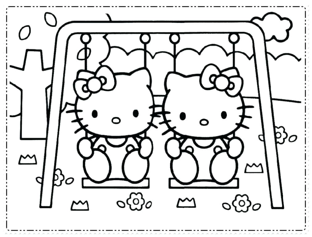 Sẵn sàng tô màu với hình hello kitty để tô màu