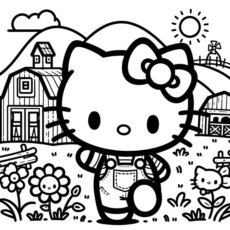 Thế giới tuổi thơ trong dễ thương tranh tô màu hello kitty