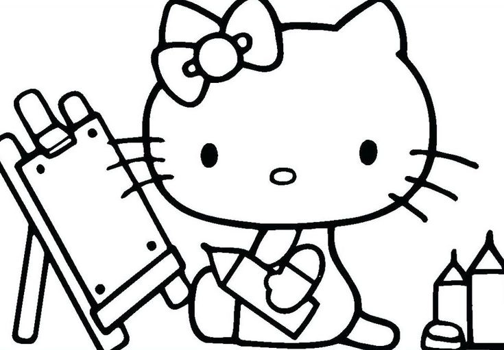 Bé gái mê mẩn với tranh tô màu hello kitty cute
