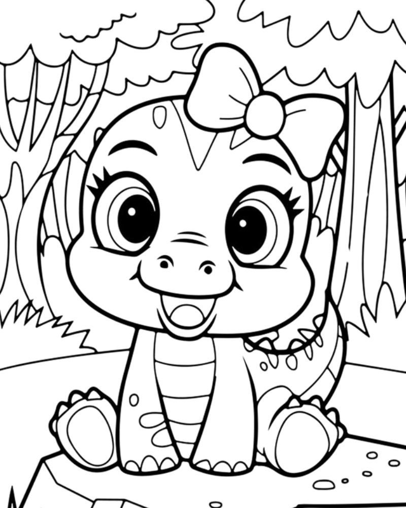 Làm thủ công cùng bé với in hình khủng long tô màu