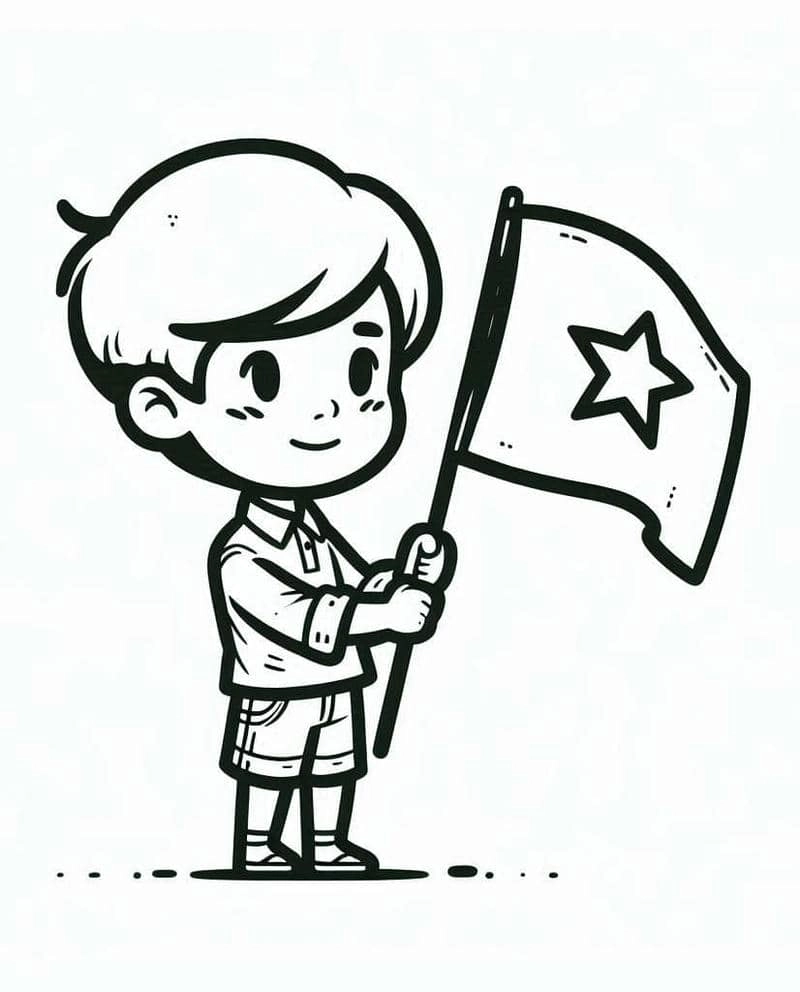 Tranh nhận biết quốc kỳ tranh tô màu lá cờ việt nam cho bé