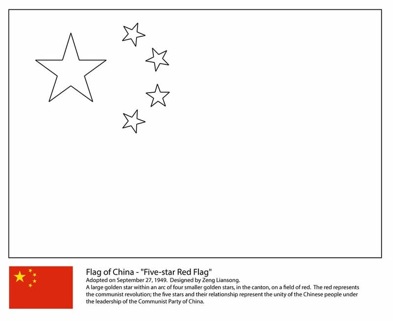 Tranh giúp bé nhận biết tô màu cờ trung quốc thú vị