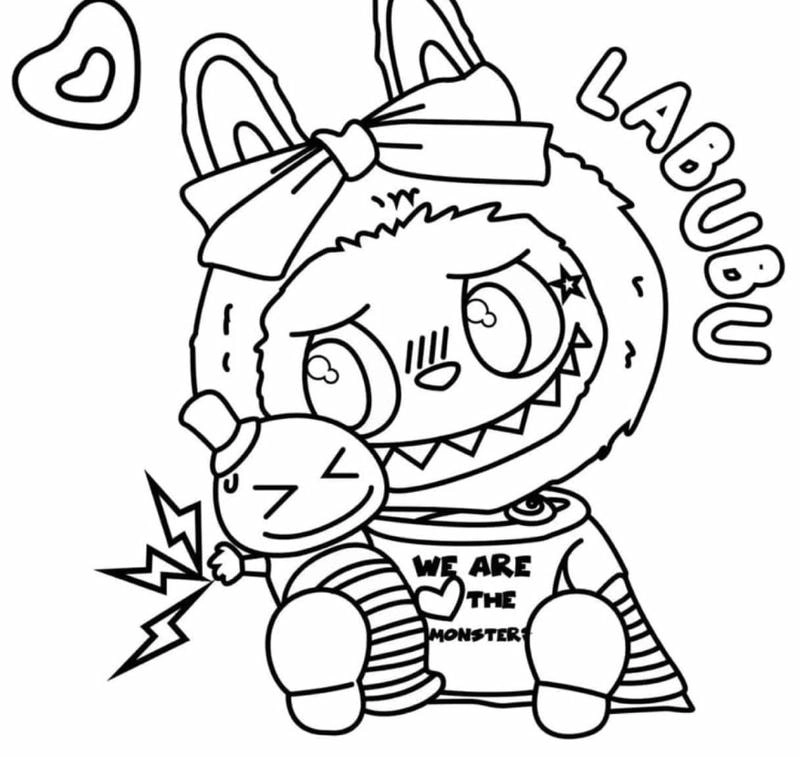 Ảnh tô màu labubu bé tập tô sáng tạo