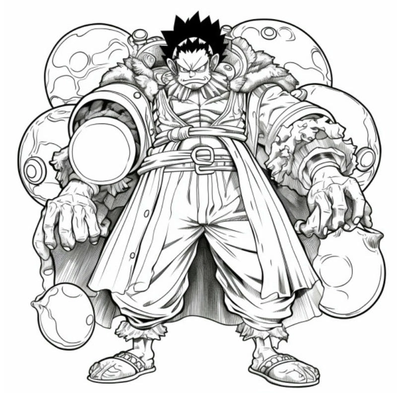 Học tô màu qua tranh tô màu luffy gear 2 dễ thương