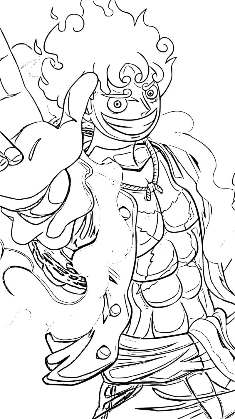 Bé mê ngay với tranh tô màu luffy gear 5 siêu ngầu