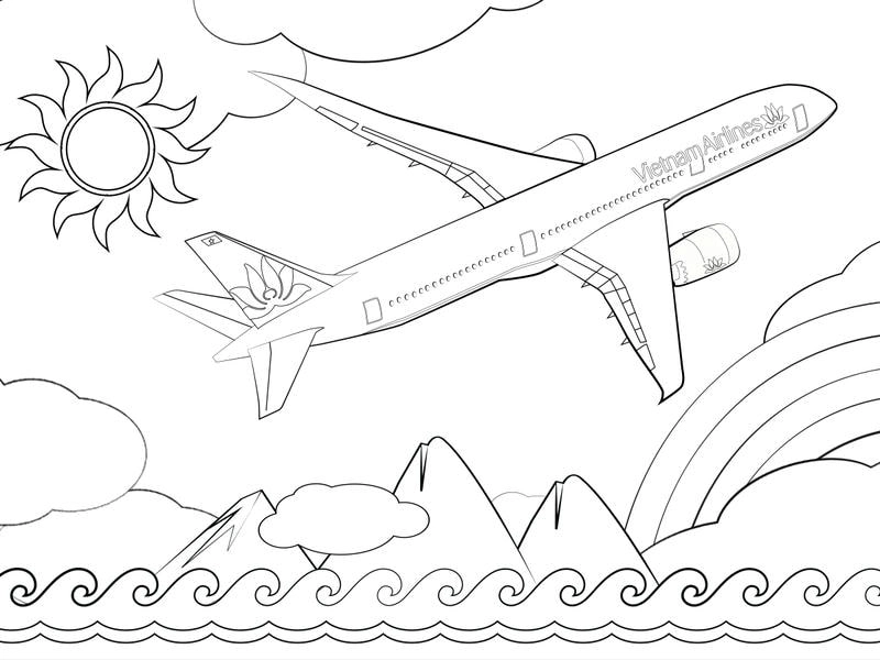 Bé yêu tô màu máy bay Vietnam Airlines đầy màu sắc