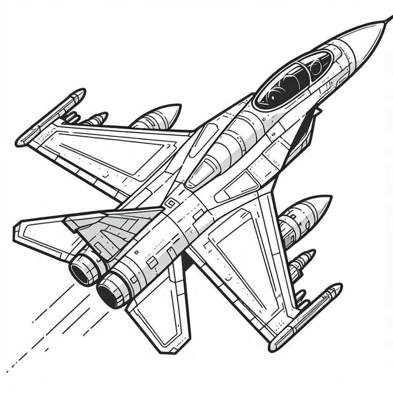 Khám phá tranh tô màu máy bay phản lực tốc độ cao