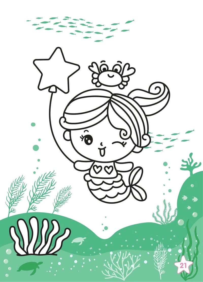 Tô màu hình nàng tiên cá vui nhộn dành cho bé