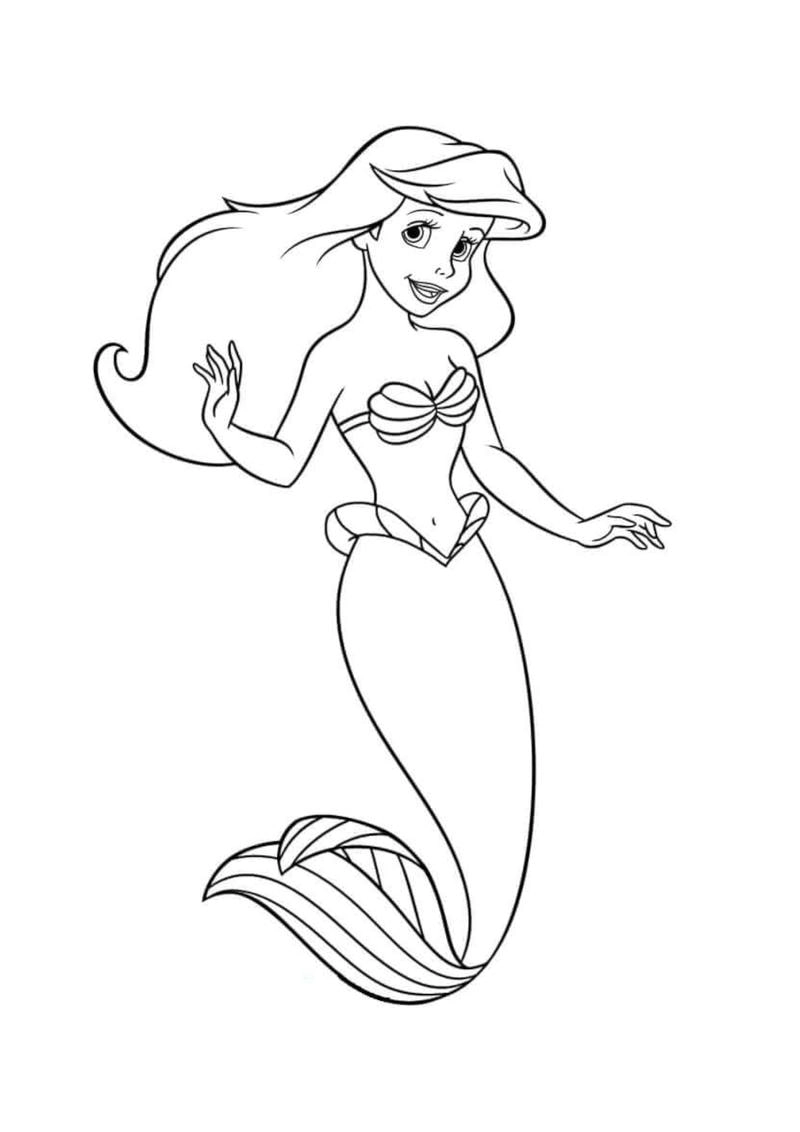Tải ngay tranh tô màu nàng tiên cá ariel cho bé yêu