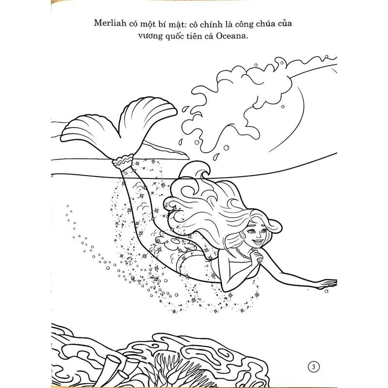 In hình tô màu nàng tiên cá sắc nét và sinh động