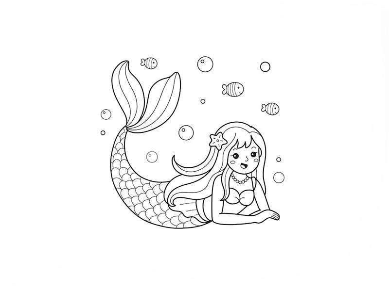 In hình nàng tiên cá tô màu đẹp, chuẩn file kỹ thuật số