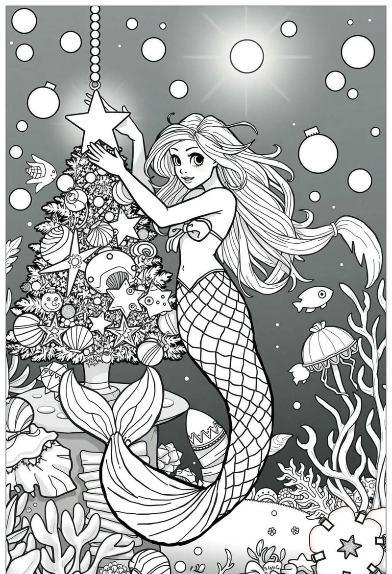 Tải hình tô màu nàng tiên cá sắc nét, chuẩn chuẩn màu