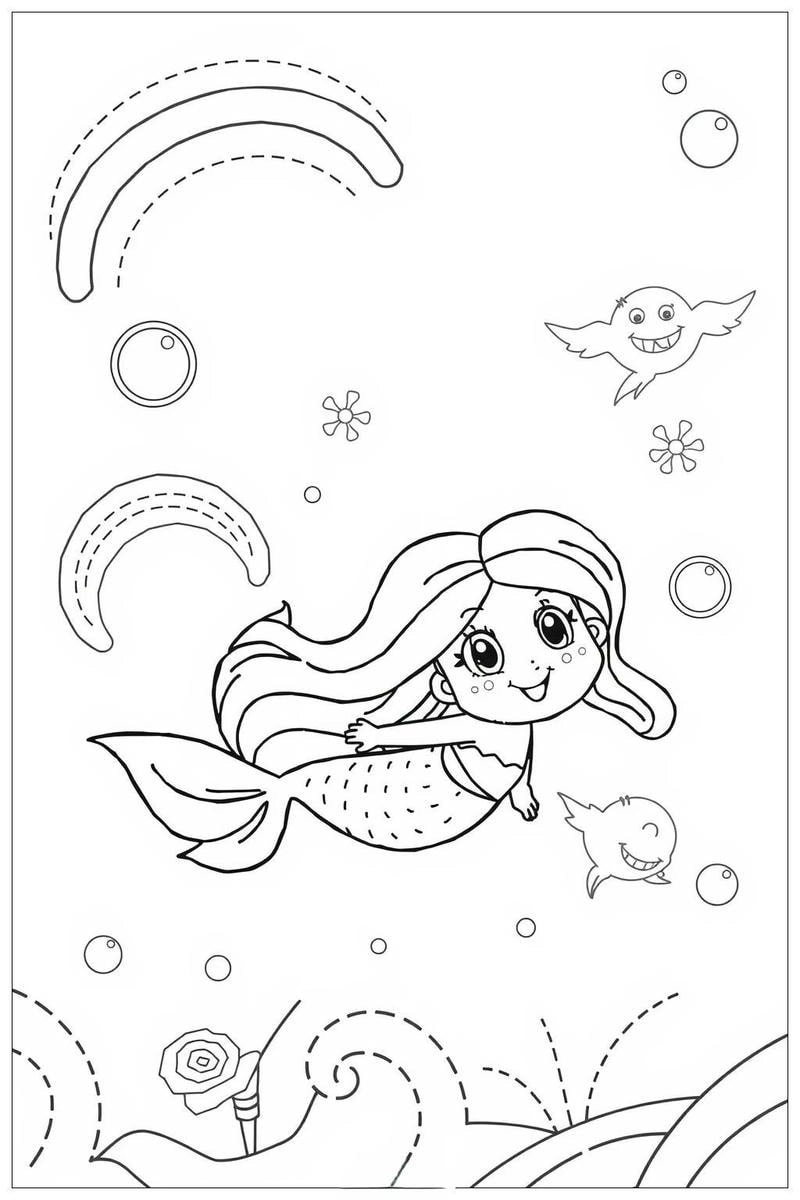 Tổng hợp hình nàng tiên cá cho bé tô màu đầy màu sắc